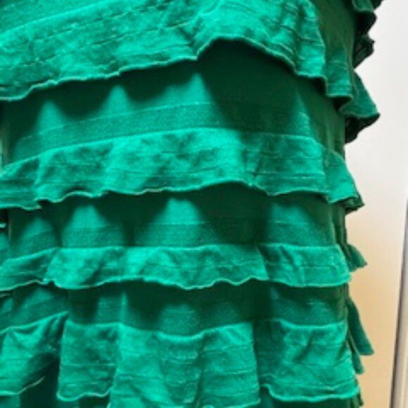 Green cotton knit Sacha Drake ruffled maxi dress size 16 - Picture 5 of 6